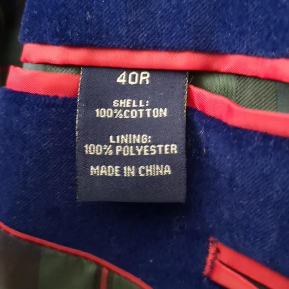 US Polo Assn Men's Velvet Sport Coat Royal Blue Tartan Plaid Like-new Size 40R - Picture 7 of 9